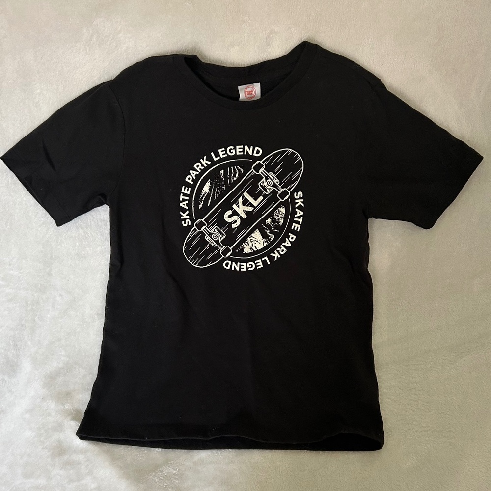 😉Bundle Days😉Boys Wonder Nation Skate Park Black White T-Shirt Medium 8